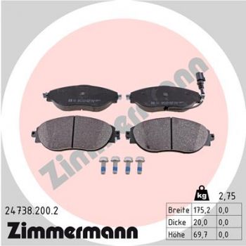 Zimmermann 24738.200.2 Bremsbeläge Bremsbelagsatz Scheibenbremse Vorne