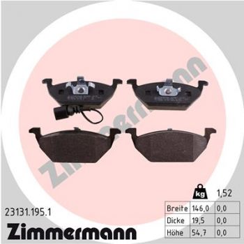 Zimmermann 23131.195.1 brake pads set disc brake front