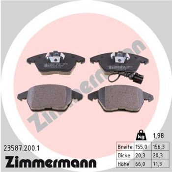 Zimmermann 23587.200.1 Bremsbeläge Bremsbelagsatz Scheibenbremse Vorne