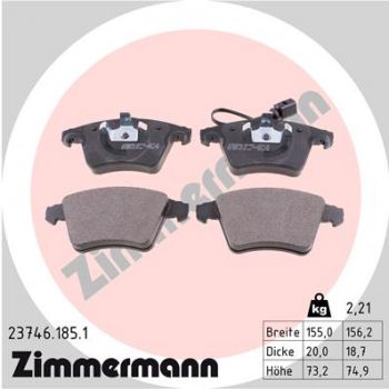 Zimmermann 23746.185.1 Bremsbeläge Bremsbelagsatz Scheibenbremse Vorne