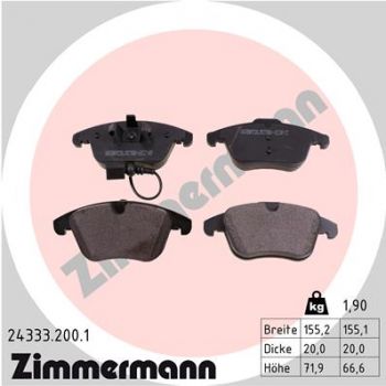 Zimmermann 24333.200.1 Bremsbeläge Bremsbelagsatz Scheibenbremse Vorne