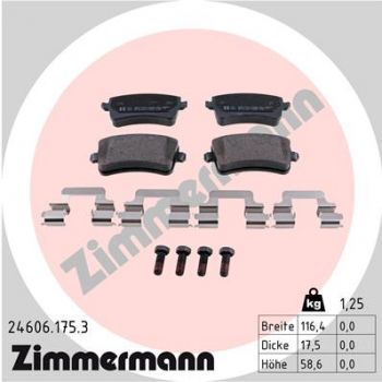 Zimmermann 24606.175.3 Bremsbeläge Bremsbelagsatz Scheibenbremse Hinten