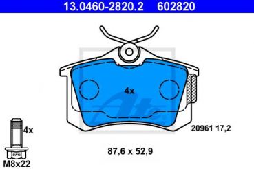 ATE 13.0460-2820.2 brake pads set disc brake front