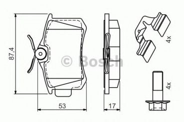 Bosch 0986494596 Bremsbeläge Bremsbelagsatz Scheibenbremse Hinten