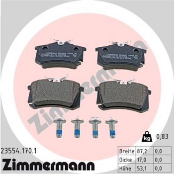 Zimmermann 23554.170.1 Bremsbeläge Bremsbelagsatz Scheibenbremse Hinten