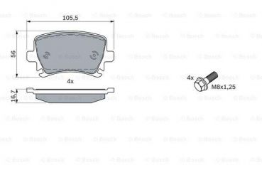 Bosch 0986494053 Bremsbeläge Bremsbelagsatz Scheibenbremse Hinten