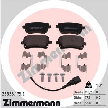 Zimmermann 23326.175.2 Bremsbeläge Bremsbelagsatz Scheibenbremse Hinten