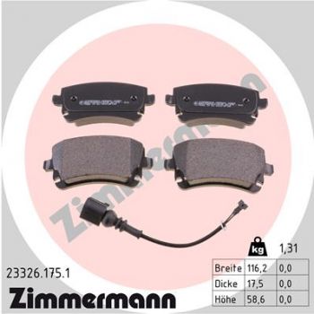 Zimmermann 23326.175.1 brake pads set disc brake rear