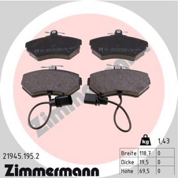 Zimmermann 21945.195.2 Bremsbeläge Bremsbelagsatz Scheibenbremse Vorne