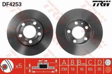 TRW DF4253 Bremsscheibe Vorne 239x18mm 5 x 100