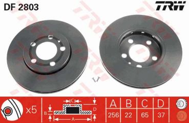 TRW DF2803 Bremsscheibe Vorne 256x22mm 5 x 100