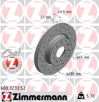 Zimmermann Sport 600.3233.52 brake disc 280x22mm 5 x 112