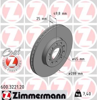 Zimmermann 600.3221.20 brake disc front 288x25mm 5 x 112