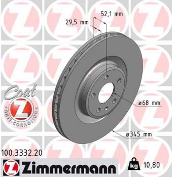 Zimmermann 100.3332.20 Brake disc front 345x29.5mm 5 x 112