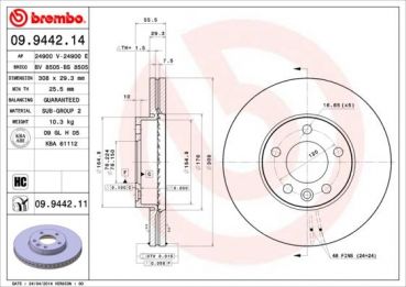 Brembo 09.9442.11 Brake disc Front 308x29.5mm 5 x 120