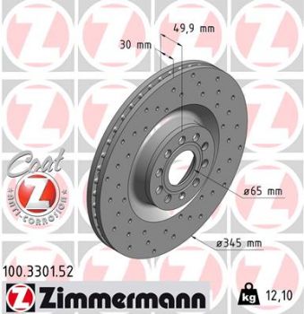Zimmermann SPORT 100.3301.20 Bremsscheibe Vorne 345x30mm 5 x 112