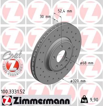 Zimmermann SPORT 100.3331.52 Brake disc Front 320x30mm 5 x 112