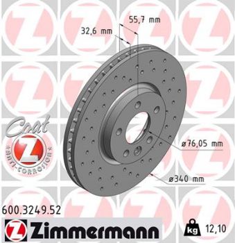 Zimmermann SPORT 600.3249.52 Brake disc Front 340x32.6mm 5 x 120