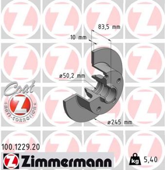 Zimmermann 100.1229.20 Rear brake disc 245x10mm 5 x 112