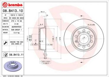 Brembo 08.B413.11 rear brake disc 272x9.7mm 5 x 112