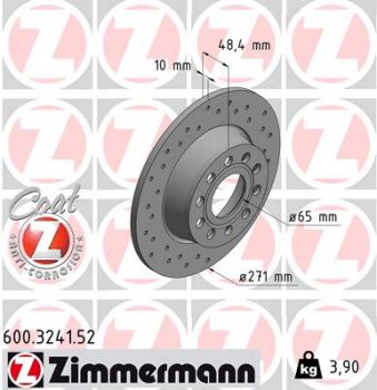 Zimmermann Sport 600.3241.52 Bremsscheibe Hinten 272x9,7mm 5 x 112