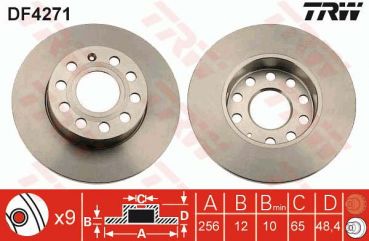 TRW DF4271 Bremsscheibe Hinten 256x12mm 5 x 112