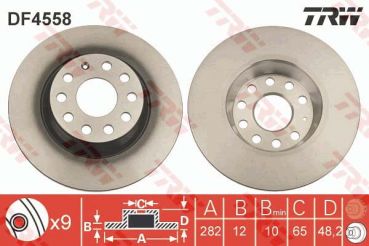 TRW DF4558 Bremsscheibe Hinten 282x12mm 5 x 112