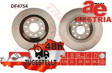 TRW DF4754 Bremsscheibe Hinten 310x22 5 x 112