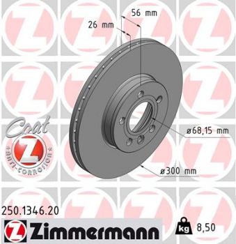 Zimmermann 250.1346.20 Bremsscheibe Vorne 300x26mm 5 x 112