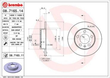 Brembo 08.7165.11 brake disc front 230x9mm 5 x 100