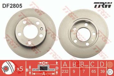 TRW DF2805 Bremsscheibe Vorne 230x9mm 5 x 100