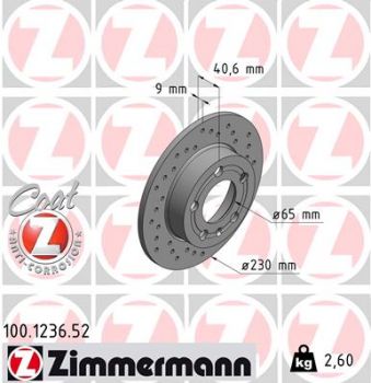 Zimmermann SPORT 100.1236.52 Brake disc Front 230x9mm 5 x 100