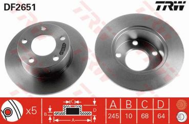 TRW DF2651 Bremsscheibe Vorne 245x10mm 5 x 112