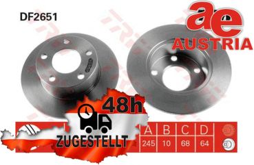TRW DF2651 Bremsscheibe Vorne 245x10mm 5 x 112
