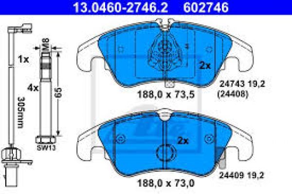 ATE 13.0460-2746.2 Brake pads brake pad set disc brake front