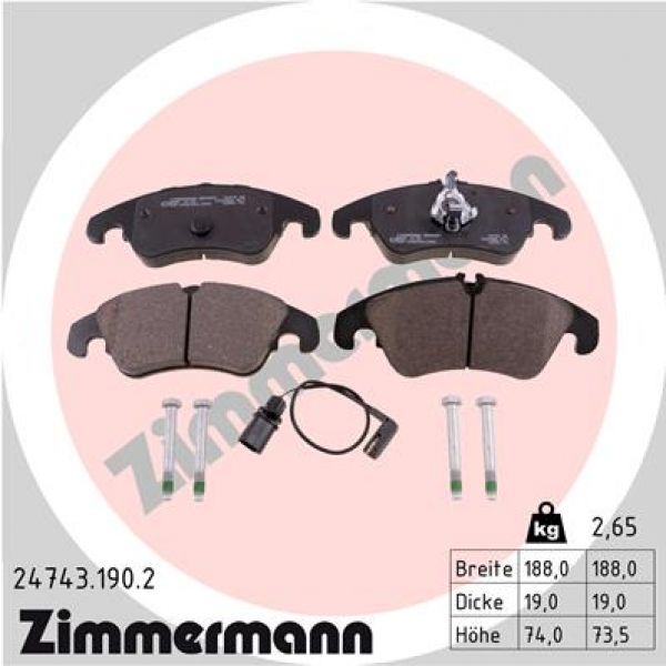 Zimmermann 24743.190.2 Bremsbeläge Bremsbelagsatz Scheibenbremse Vorne