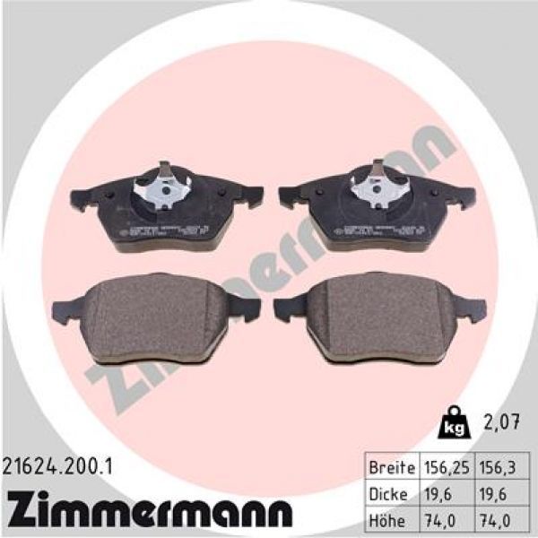 Zimmermann 24738.200.2 Bremsbeläge Bremsbelagsatz Scheibenbremse Vorne