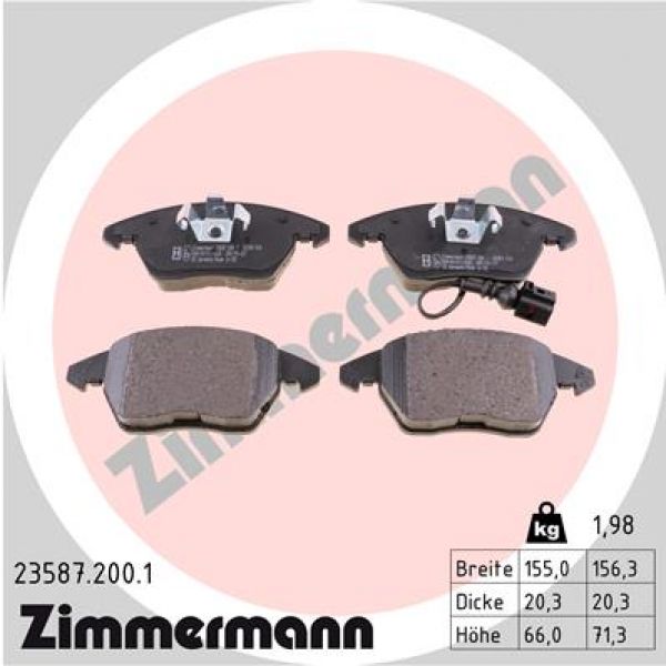 Zimmermann 23587.200.1 Bremsbeläge Bremsbelagsatz Scheibenbremse Vorne