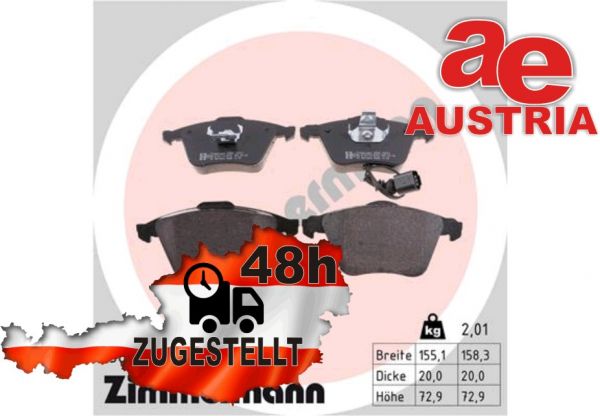 Zimmermann 23801.200.1 Bremsbeläge Bremsbelagsatz Scheibenbremse Vorne