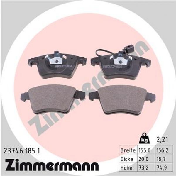 Zimmermann 23746.185.1 Bremsbeläge Bremsbelagsatz Scheibenbremse Vorne