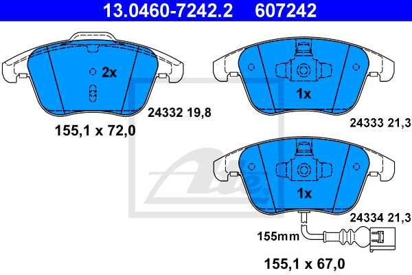 Ate 13.0460-7242.2 brake pads brake pad set disc brake front