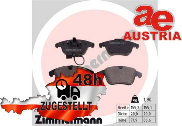 Zimmermann 24333.200.1 Bremsbeläge Bremsbelagsatz Scheibenbremse Vorne