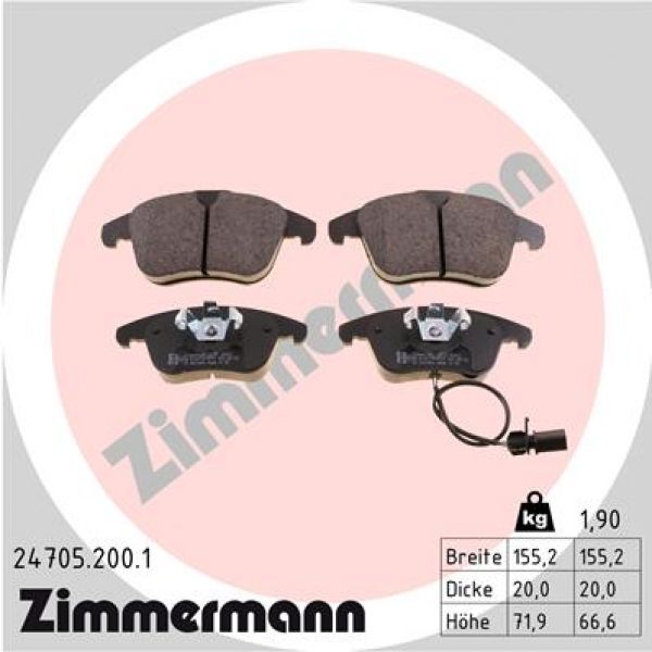 Zimmermann 24705.200.1 Bremsbeläge Bremsbelagsatz Scheibenbremse Vorne