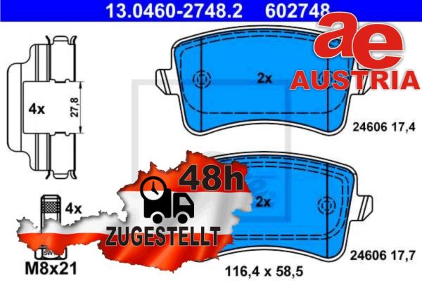 ATE 13.0460-2747.2 brake pads set disc brake rear