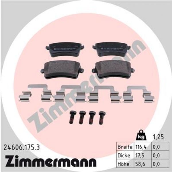 Zimmermann 24606.175.3 Bremsbeläge Bremsbelagsatz Scheibenbremse Hinten
