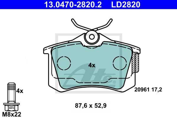 ATE Ceramic 13.0470-2820.2 brake pads set disc brake front