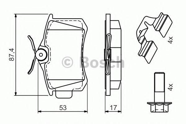 Bosch 0986494596 Bremsbeläge Bremsbelagsatz Scheibenbremse Hinten
