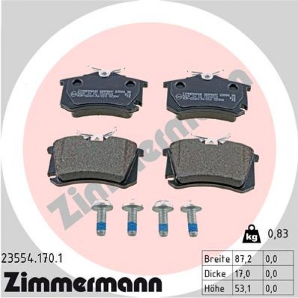 Zimmermann 23554.170.1 Bremsbeläge Bremsbelagsatz Scheibenbremse Hinten