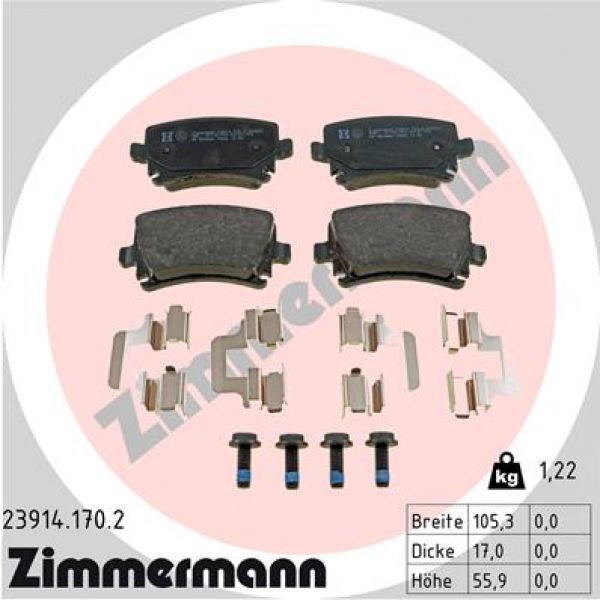 Zimmermann 23914.170.1 Bremsbeläge Bremsbelagsatz Scheibenbremse Hinten
