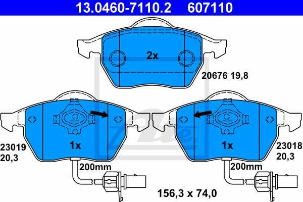 ATE 13.0460-7110.2 brake pads set disc brake front